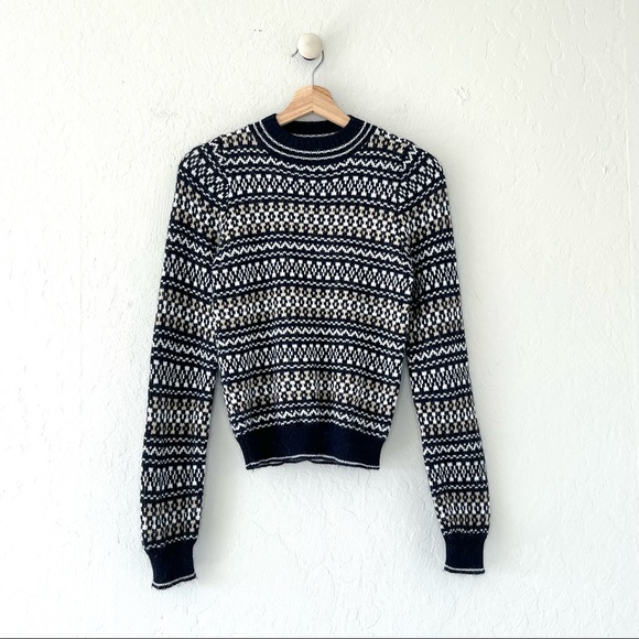 Max Mara Weekend Intarsia Knit Crew Neck Crop Sweater - Picture 1 of 5